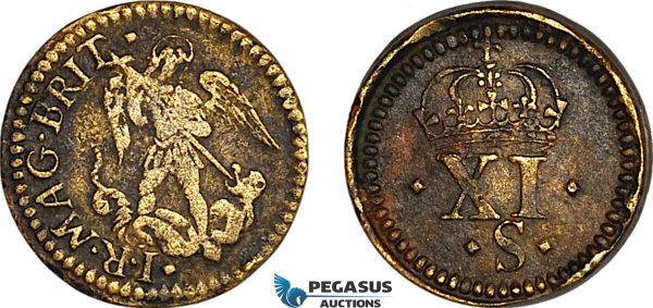 AK939, England, James, Monetary Weight for 1 Angel, 11 Shillings (4.37g), VF+