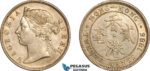 AK956, Hong Kong, Victoria, 20 Cents 1885, London Mint, Silver, Light cleaning, AU