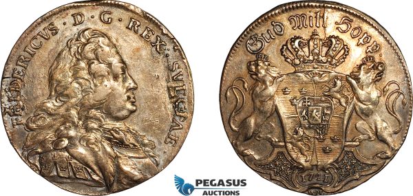 AL008, Sweden, Frederick I, 1 Riksdaler 1741 HM, Stockholm Mint, Silver (29.67g) Altered surface, Toned VF-XF