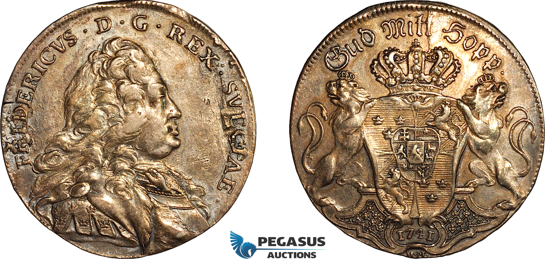 AL008, Sweden, Frederick I, 1 Riksdaler 1741 HM, Stockholm Mint, Silver (29.67g) Altered surface, Toned VF-XF