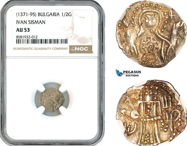 AL031, Bulgaria, Ivan Sisman, 1/2 Gros ND (1371-95) Silver, NGC AU53