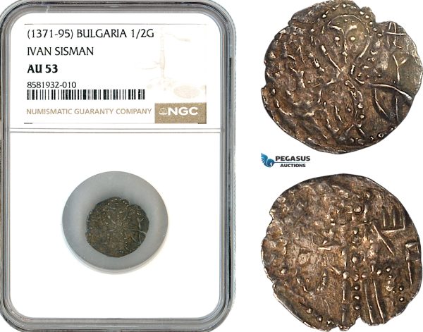 AL032, Bulgaria, Ivan Sisman, 1/2 Gros ND (1371-95) Silver, NGC AU53