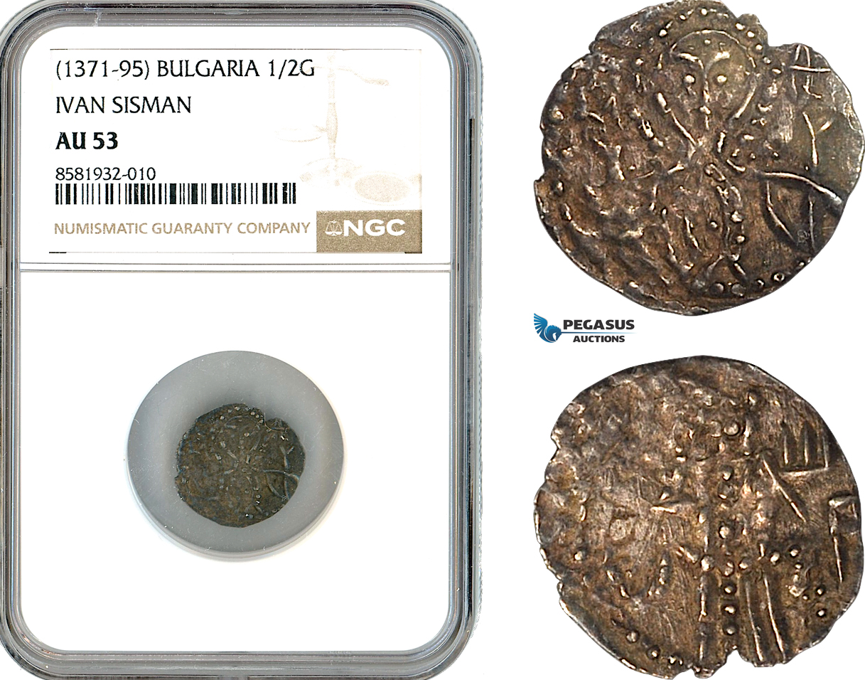 AL032, Bulgaria, Ivan Sisman, 1/2 Gros ND (1371-95) Silver, NGC AU53