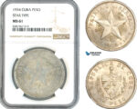 AL039, Cuba, "Star Type" Peso 1934, Philadelphia Mint, Silver, NGC MS61