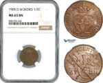 AL041, Danish West Indies, Christian IX, 2 1/2 Bit - 1/2 Cent 1905, Copenhagen Mint, NGC MS65BN