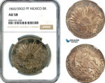 AL050, Mexico, 8 Reales 1860/50 GO PF, Guanajuato Mint, Silver, NGC AU58