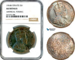 AL064, Straits Settlements, Edward VII, 1 Dollar 1904 B, Bombay Mint, Silver, NGC AU Details