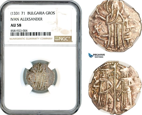 AL070, Bulgaria, Ivan Alexander, Gros ND (1331-71) Silver, NGC AU58