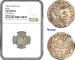 AL092, Latvia, Stefan Bathory of Poland, 3 Groschen 1583, Riga Mint, Silver, NGC AU Details