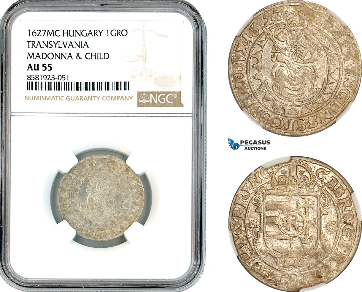 AL105, Transylvania, Gabriel Bethlen, 1 Groschen 1627 MC, Kosice Mint, Silver, NGC AU55