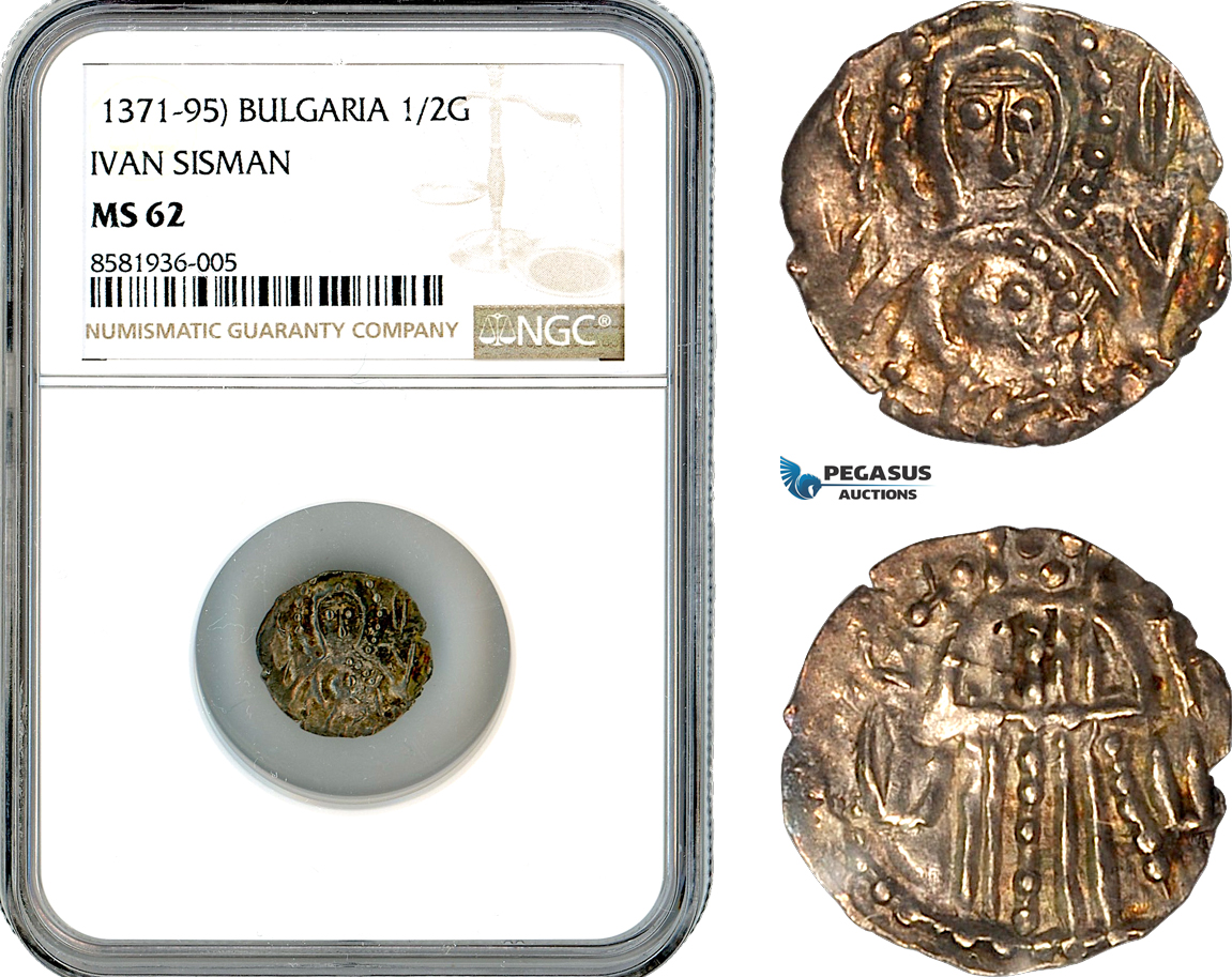 AL116, Bulgaria, Ivan Sisman, 1/2 Gros ND (1371-1395) Silver, NGC MS62
