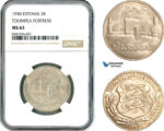 AL119, Estonia, 2 Krooni 1930 "Toompea Fortress" Silver, NGC MS63