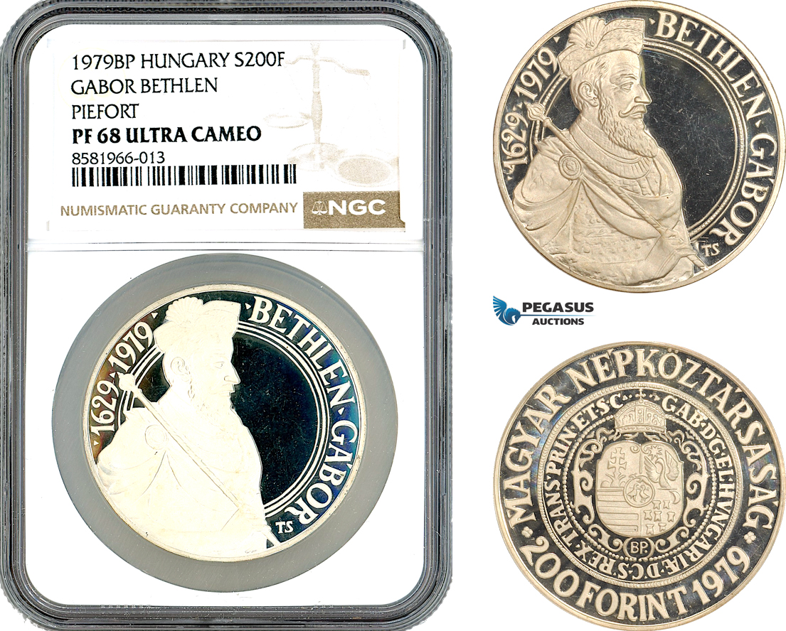 AL121, Hungary, Piefort 200 Forint 1979 BP, Budapest Mint, Gabriel Bethlen, NGC PF68 Ultra Cameo