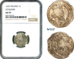 AL122, Lithuania, Sigismund III of Poland, 1 Groschen 1625, Silver, NGC AU55, Mint Error