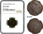 AL126, Straits Settlements, Victoria, 1/2 Cent 1872 H, Heaton Mint, NGC AU53BN