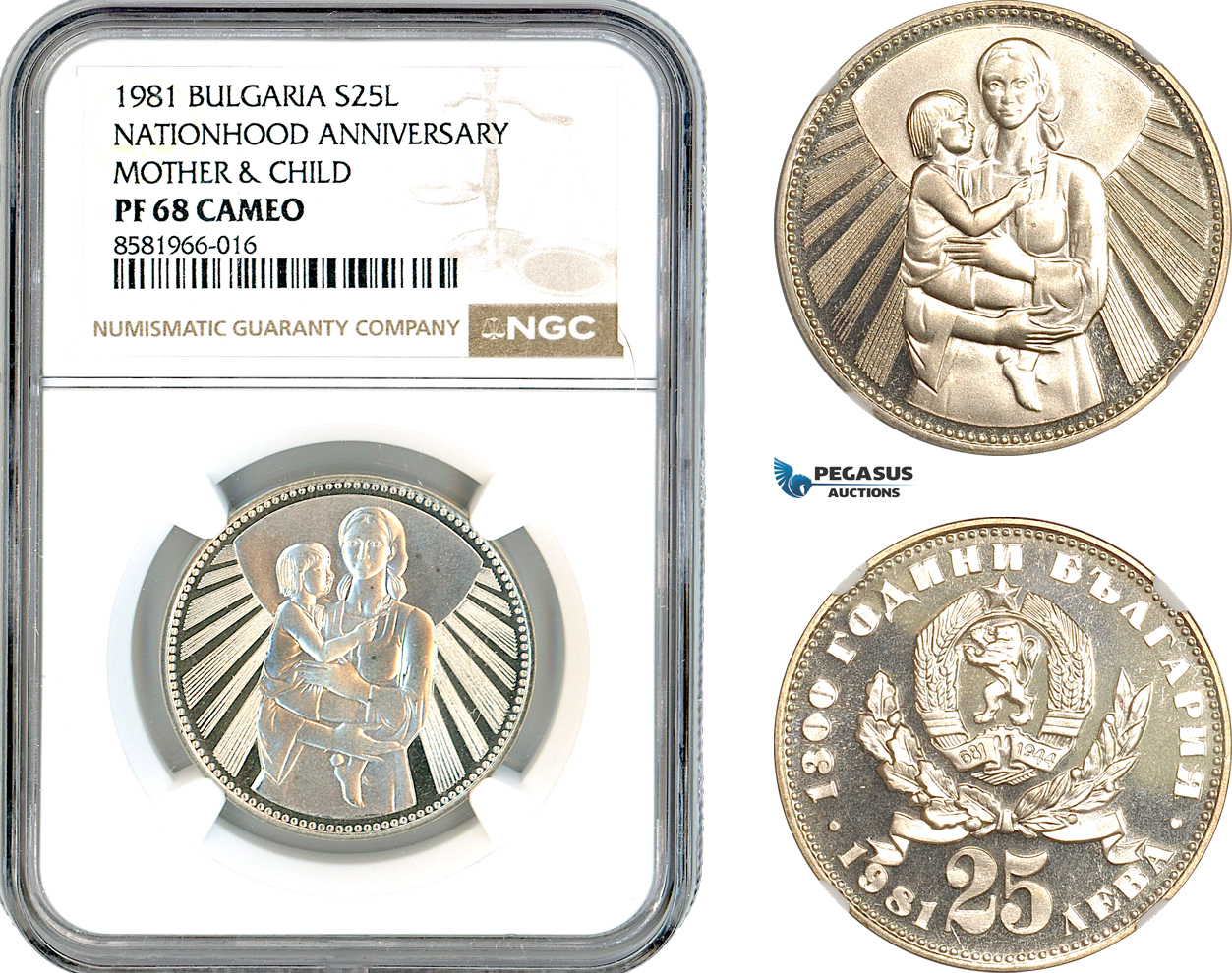 AL136, Bulgaria, 25 Leva 1981, Nationhood Anniversary, Silver, NGC PF68 Cameo