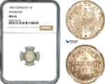 AL148, Germany, Frankfurt, 1 Kreuzer 1863, Billon, NGC MS66
