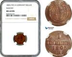 AL151, Germany, Saxony, Friedrich August III, 1 Heller 1805/705 H, Overdate, NGC MS64BN, Top Pop & Single finest graded!