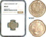 AL153, Germany, Wilhelm II, 10 Pfennig 1896 F, Stuttgart Mint, NGC MS63