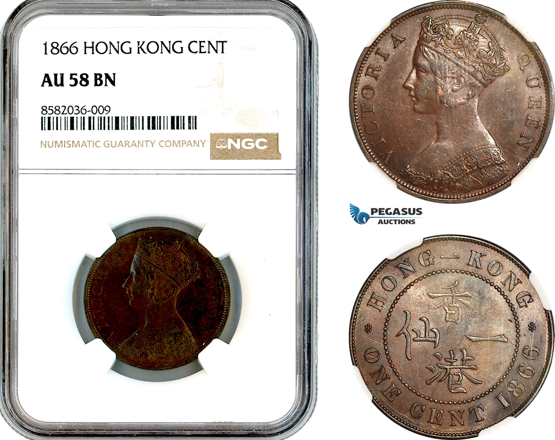 AL162, Hong Kong, Victoria, 1 Cent 1866, London Mint, NGC AU58BN