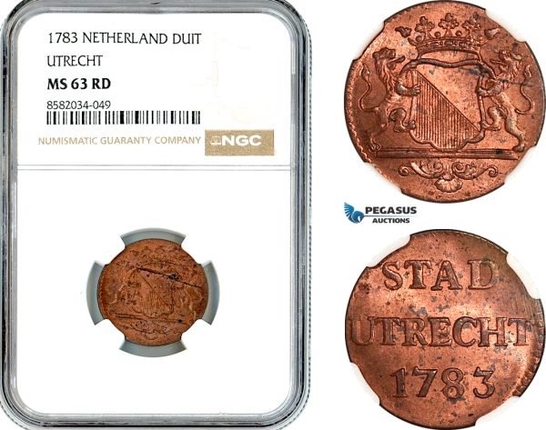 AL166, Netherlands, Utrecht, 1 Duit 1783, NGC MS63RD