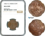 AL172, Netherlands East Indies, William III, 1 Cent 1856, Utrecht Mint, NGC MS63BN