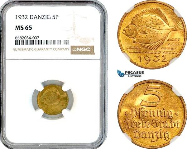 AL177, Poland, Danzig, 5 Pfennig 1932, NGC MS65