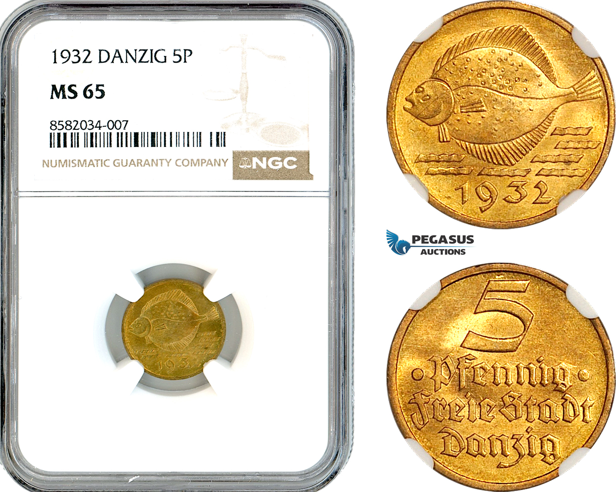 AL177, Poland, Danzig, 5 Pfennig 1932, NGC MS65