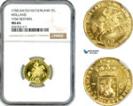 AL019, Netherlands, Holland, 7 Gulden 1750 (1960 Restrike) Gold, NGC MS64