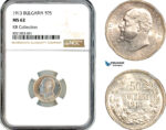 AL220, Bulgaria, Ferdinand I, 50 Stotinki 1913, Silver, KB Collection, NGC MS62