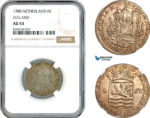 AL227, Netherlands, Zeeland, 6 Stuiver 1780, Middelburg Mint, Silver, NGC AU53