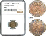 AL228, Netherlands East Indies, VOC, 1/2 Duit 1759, Silver, Holland Arms, NGC AU53