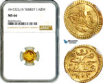 AL232, Turkey, Ottoman Empire, Mahmud II, 1/4 Zeri Mahbub AH1223//5, Konstantiniyyie Mint, Gold, NGC MS66