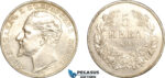 AL239, Bulgaria, Ferdinand I, 5 Leva 1894 KB, Kremnitz Mint, Silver, Cleaned, AU-UNC