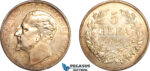 AL241, Bulgaria, Ferdinand I, 5 Leva 1894 KB, Kremnitz Mint, Silver, Cleaned in the past, AU
