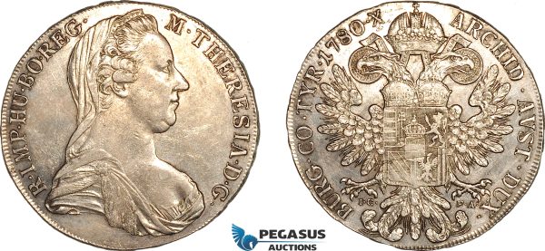 AL277, Austria, Maria Theresia, Taler 1780 IC FA, Vienna Mint, Silver, Cleaned, AU
