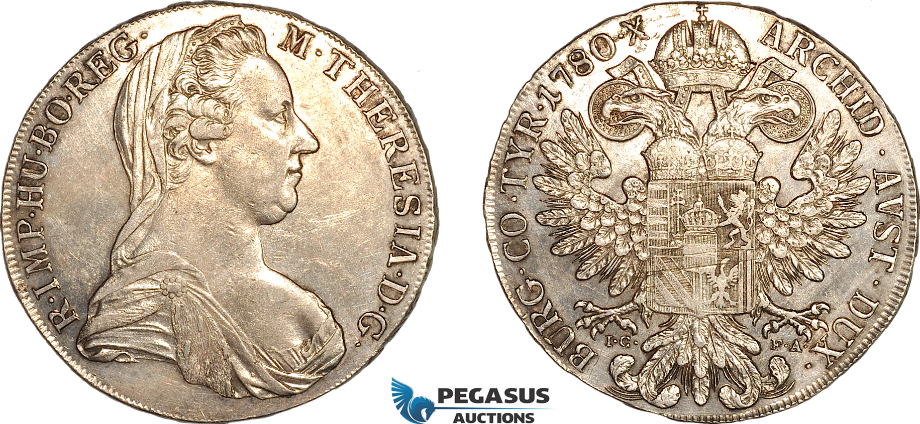 AL277, Austria, Maria Theresia, Taler 1780 IC FA, Vienna Mint, Silver, Cleaned, AU