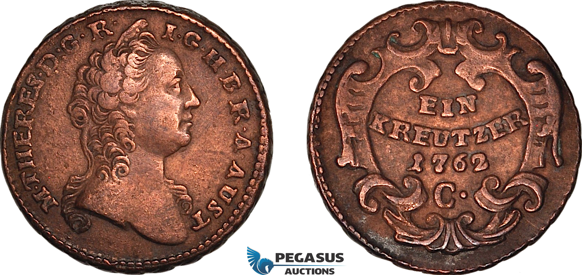 AL280, Austria, Maria Theresia, 1 Kreuzer 1762 C, Karlsburg (Alba Iulia) Mint, Cleaned, XF-AU