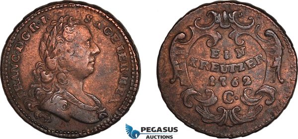 AL281, Austria, Franz I, 1 Kreuzer 1762 C, Karlsburg (Alba Iulia) Mint, Cleaned, XF-AU