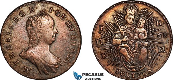 AL287, Hungary, Maria Theresia, Poltura 1756 KM, Kremnitz Mint, Cleaned, XF-AU