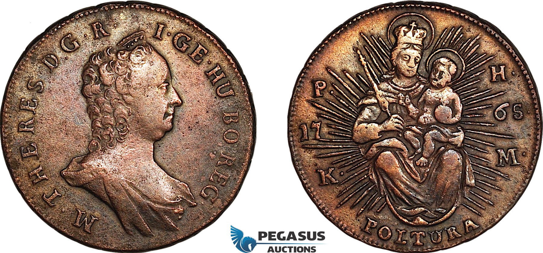 AL287, Hungary, Maria Theresia, Poltura 1756 KM, Kremnitz Mint, Cleaned, XF-AU