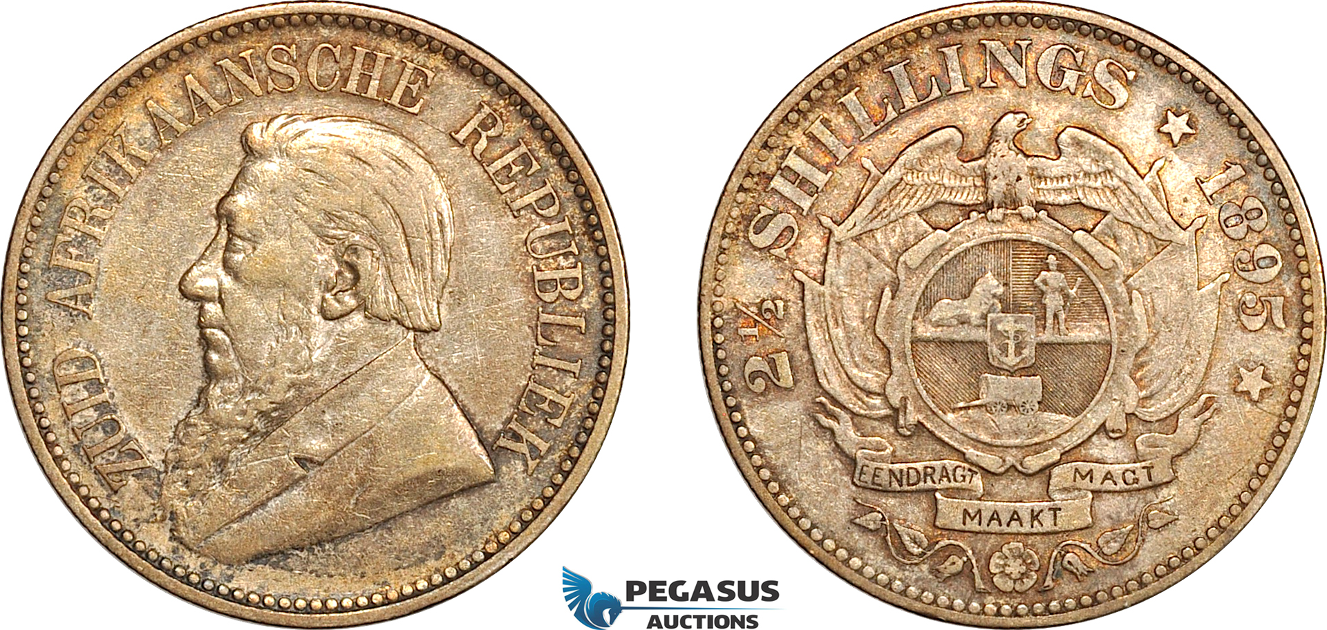 AL288, South Africa (ZAR) 2 1/2 Shillings 1895, Pretoria Mint, Silver, XF-AU