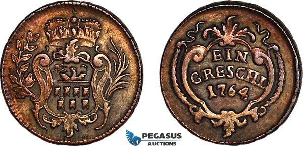 AL289, Transylvania, Maria Theresia, 1 Greschl 1764, Karlsburg (Alba Iulia) Mint, Cleaned, AU, Rare!