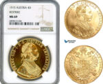 AL300, Austria, Franz Joseph, Restrike 4 Ducats 1915, Vienna Mint, Gold, NGC MS69