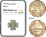 AL302, Bulgaria, Ferdinand I, 5 Stotinki 1888, Brussels Mint, NGC MS65