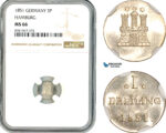 AL307, Germany, Hamburg, 1 Dreiling 1851, Billon, NGC MS66, Top Pop!
