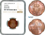 AL308, Germany, Prussia, Wilhelm I, 3 Pfennige 1867 C, Frankfurt Mint, NGC MS66RB, Top Pop!