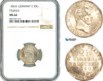 AL309, Germany, Prussia, Friedrich Wilhelm IV, 2 1/2 Silbergroschen 1850 A, Berlin Mint, Billon, NGC MS64