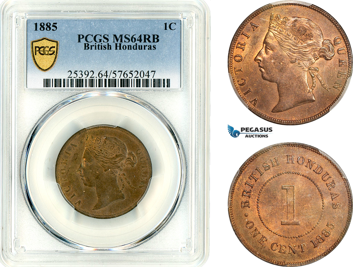AL372, British Honduras, Victoria, 1 Cent 1885, London Mint, PCGS MS64RB