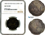AL373, Bulgaria, Alexander I, 10 Stotinki 1881, Heaton Mint, NGC AU53BN